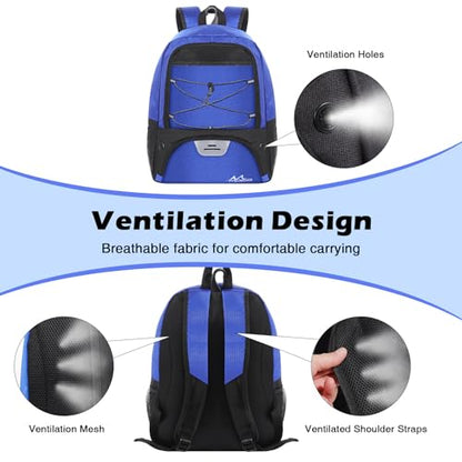 MoKo Basketball Bag Backpack, Soccer Backpack for Men & Women with Separate Ball and Shoes Compartments, Water-Resistant, Fence Hook, Sports Bag for Clothes, Shoes, Tablets, Laptops, Blue - color: Blue