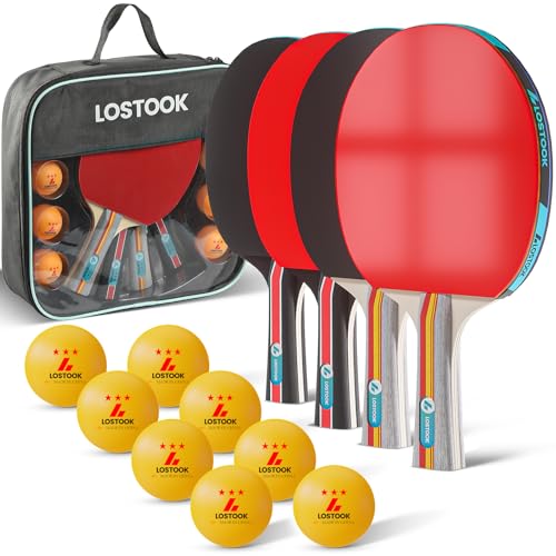 Professional Ping Pong Paddles Set of 2/4 with Portable Oxford Cloth Ping Pong Case and 3 Star Balls, Table Tennis Paddles for Adults and Family Outdoor Games - color: Black+Gray