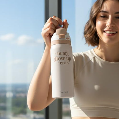 Inspiration Insulated Stainless Steel Water Bottle with Straw for Sports and Travel, In My Glow Up Era, 32oz Gifts for Women Girls Friends Teens Birthday Christmas - color: Inspiration
