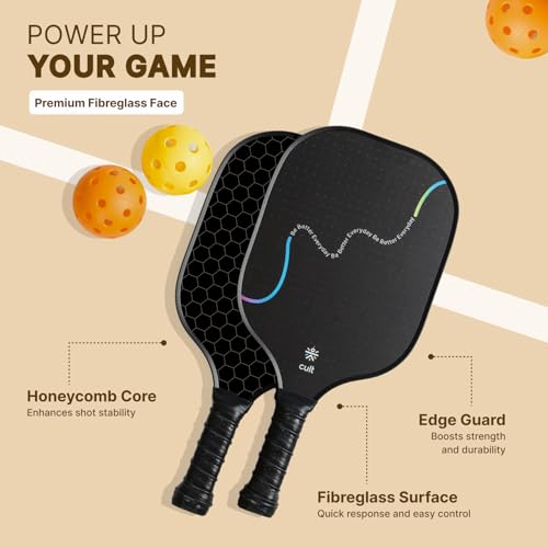 Cult Pickleball Set of 2 Paddles with 4 Balls & Carry Bag Lightweight Fiberglass Pickleball Paddles with Honeycomb Core & Cushioned Non-Slip Grip Includes 2 Indoor Balls, 2 Outdoor Balls & Travel Case