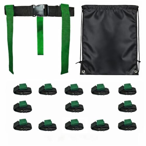 HE Adult Flag Football Belts 40″ Adjustable, Extra-Wide 2″ Heavy-Duty Polypro – Made in USA Lifetime Waranty Several Colors - color: Green