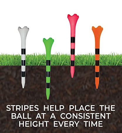3-1/4" Pride Performance Golf Tee Striped, 100 Count - color: Citrus Orange