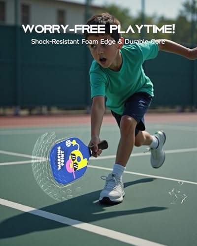 Warping Point Junior Pickleball Paddle – T700 Carbon Fiber Face, Lightweight Polymer Core, Designed for Kids 12 & Under and Teens 13+, Youth-Friendly Grip and Balanced Control - size: 10.5mm