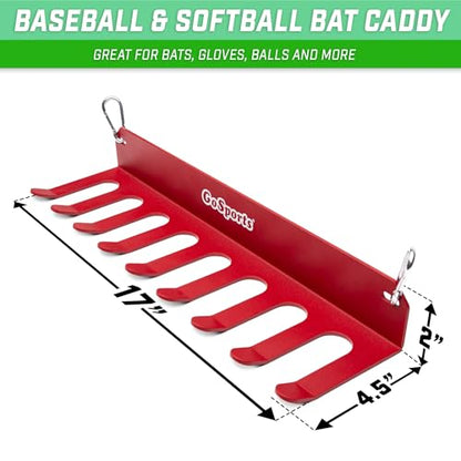 GoSports Baseball & Softball Bat Racks - Black or Red, Holds 16 Bats - Mount on Wall or Clip on Dugout Fence - color: Red