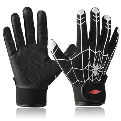 Youth Baseball & Softball Batting Gloves for Kids with Super Grip Fit - color: Spider Black, size: Youth XL(6.5in-7in)