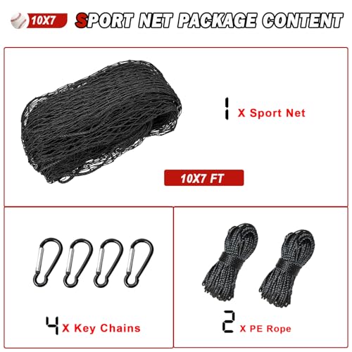 Baseball Softball Backstop Nets,Sports Net,Sports Netting Barrier,Sports Netting for Backyard,Twisted Knotted PE Net - style: 10X7FT