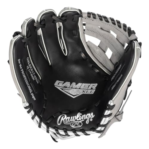 Rawlings Gamer XLE Speed Shell Series Baseball Infield | Catcher | Utility Glove | Mitt | Travel | Youth | 11.5” | 12.25” | 32.5” | Black | Grey | Right | Left - size: 12.25"