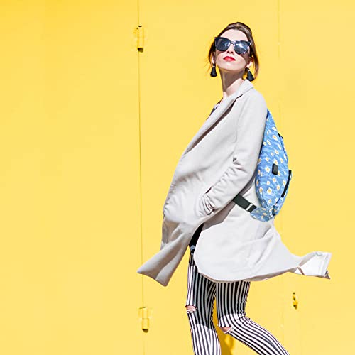 Nupouch Rucksack Pickleball Bag, Anti-Theft Crossbody Sling, USB Charging Connector Port, Backpack, Light Blue Daisy - color: Light Blue Daisy