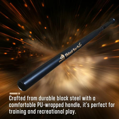 30in Skinny Baseball Training Bat Steel Hitting Practice Bat for Youth/Adult, Black Matt, PU Wrapped