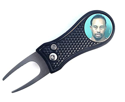 Smash Factor Tiger Woods Mugshot Golf Divot Repair Tool with Ball Marker - Foldable Switchblade Design (Gray) - color: Gray