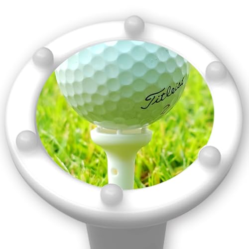 BIRDIE79 Big Easy White Golf Tee Set – 0.75" Big Head 3.25" Adjustable Height Tees, Reinforced Break-Resistant Construction, 6-Prong Low-Friction Design, Silicone Stoppers (12 Tees + 12 Stoppers).