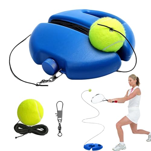 Tennis Practice Rebounder, Tennis Trainer Ball with String Set, Solo Tennis Trainer Rebound Ball with Weighted Base for Beginners, for Wall Drills & Parks Or Backyard Training - color: Blue