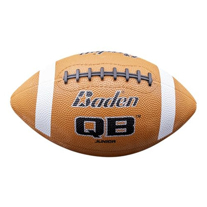 Baden QB Rubber Football | Molded Rubber Cover and Laces Holds up to Tough Conditions | Ideal for Backyard Play, Camps & Leagues | Brown | Pee-Wee, Junior, Youth, Official Sizes - size: Junior Size 6, style: 6-Pack