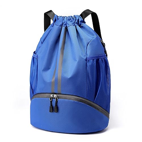 Valleycomfy Sports Drawstring Backpack - Water Resistant String Bag with Side Mesh Pockets Shoe Compartment Gym Backpack for Women & Men Blue - color: A-blue