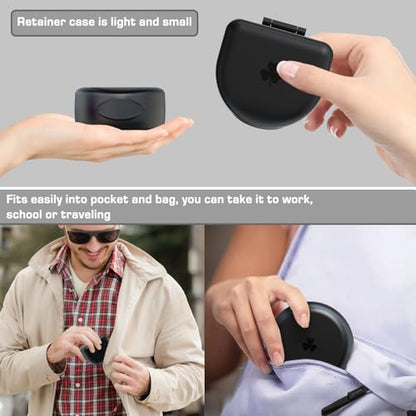 Retainer Case Denture Case: BVN Orthodontic Dental Case, Slim Braces Case, Mouth Guard Case, Denture Box, Teeth Aligner Case, Night Guard Case Container Storage Holder Black - color: Black
