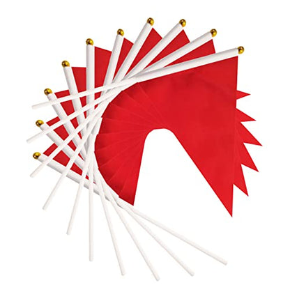 50 Pack Red Pennant Small Mini Flags On Sticks,Hand Held Solid Red Pennant DIY Graffiti Flag,Party Events Celebration,School,Grand Opening,Kids Birthday,Sports Clubs,Flower Pot - color: red