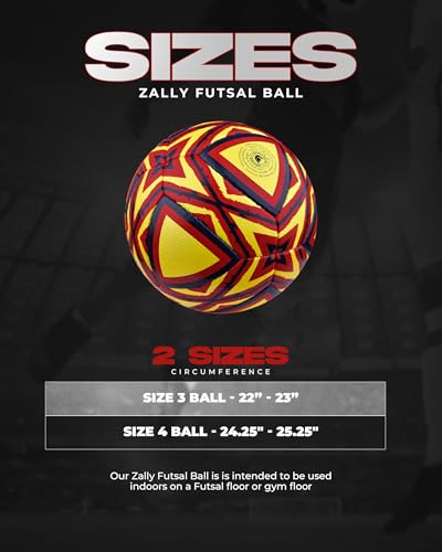 ZALLY Futsal Ball – Hand Sewn Indoor Soccer Ball with Low Bounce Poly/Wool Bladder & Textured Surface for Control on Futsal Courts & Gym Floors