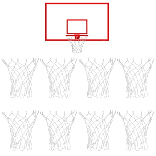 8 Pcs Mini Basketball Nets Replacement for 8"-10.25" Basketball Rims with 8 Loops White Nylon Small Basketballs Hoop Net Basketballs Rims Thicker Ropes Weaved All Weather