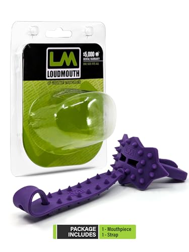 Loudmouth 3D SpikeSurge Football Mouth Guard with Strap, Fits Adult & Youth, Mouth Guard Football Accessories (Frog Dark Purple) - color: Frog Dark Purple