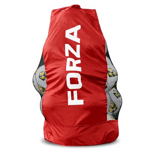 FORZA Jumbo Ball Bag – Extra Large 283L Capacity Sports Ball Storage Bag, Weatherproof 600D Polyester, Drawstring Closure & Reinforced Strap - color: Red