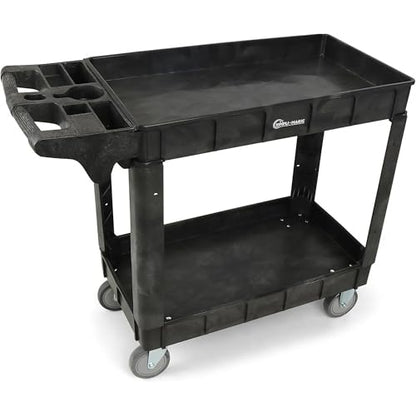 Simpli-Magic Simpli-Magic Rolling Utility Cart on Wheels, Heavy Duty with Ergonomic Handle, Deep Shelfs for Garage, Warehouse, Workshop, 600-Pound Capacity 40x33x17-Inch