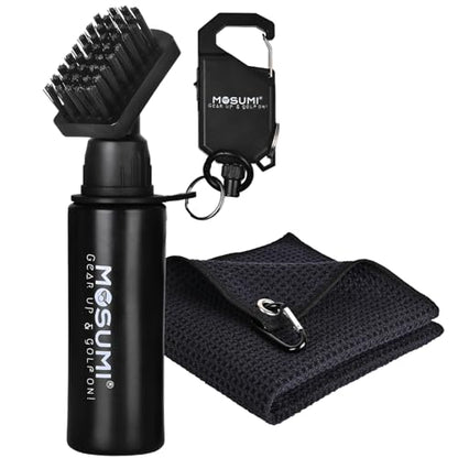 Golf Club Brush Cleaner with Retainer Clip and Squeeze Water Bottle 7.5 Inches Holds 4 Ounces of Water, Essentials Golf Accessories for Men, Best Golf Gifts for Men
