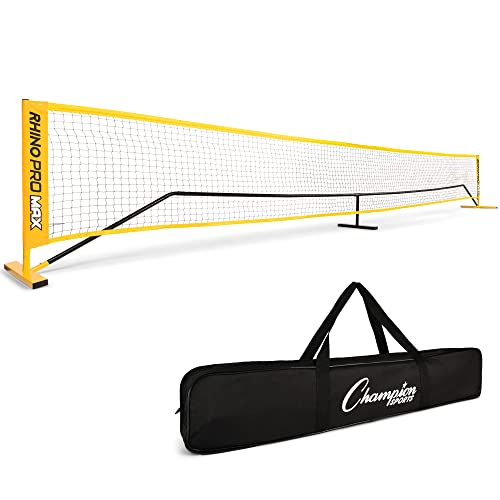 Champion Sports Adjustable Sport Net: Portable Sport Game Net for Volleyball, Tennis, Pickleball, and Badminton - Multiple Widths - color: Yellow (20'W x 63"H)