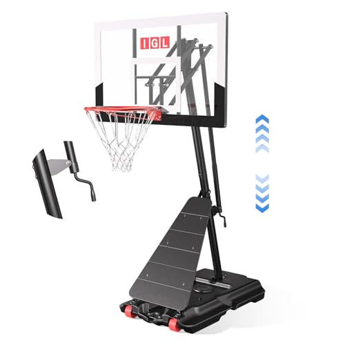 IGL Basketball Hoop Outdoor 40/44/48 Inch, Height Adjustable 5.3-10 FT, Portable Basketball Goal with Shatterproof Backboard for Kids Teens Adults, Backyard Driveway - color: White, size: 48inch Backboard