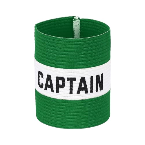 Captain Armband Soccer Captain Arm Bands Elastic Adjustable Leader Armbands Team Sport Rugby Player Band for Football - color: Green/White, size: 4.1x3.4 Inch