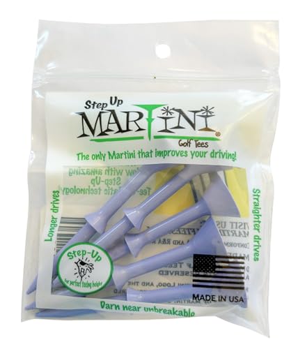 MARTINI Step-Up Golf Tees - Virtually Unbreakable Durable 3 1/4 Inch Plastic Tees (5 Pack) - color: Purple