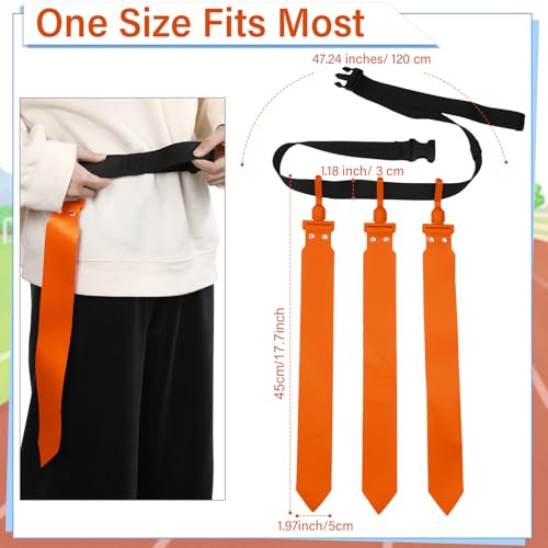 Hungdao 10/12 Players Flag Football Belts and Flags Adjustable Football Belts for Kids Teens Adults Team Training Sport Event - color: Orange