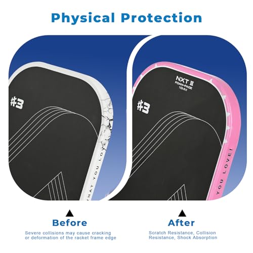 PICKLETECH Pickleball Paddle Protection Tape - Paddle Head Edge Guard - Racket Edge Protection Tape -Fit Perfectly Curved Edge -No Wrinkling - color: Clear Pink, size: Width 20mm
