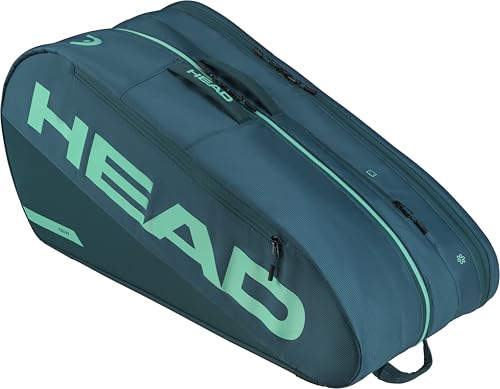 HEAD Tour Racquet Bag L (9R) Tennis Bag - Holds Up to 9 Racquets, CCT+ Climate Control Technology, 2 Main Compartments, Shoe Pocket & Backpack Carry System - color: Green