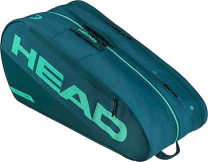 HEAD Tour Racquet Bag L (9R) Tennis Bag - Holds Up to 9 Racquets, CCT+ Climate Control Technology, 2 Main Compartments, Shoe Pocket & Backpack Carry System - color: Green
