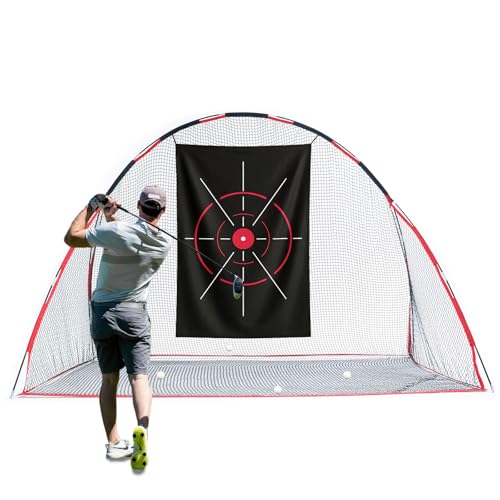 Golf Net, 10 X 7 Ft Foldable Golf Practice Net with Side Barrier and Carrying Bag for Home Backyard Garage Practising Training Driving Chipping Swing - size: Golf Net + Target