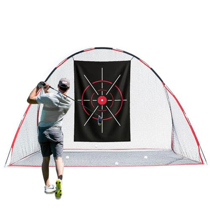 Golf Net, 10 X 7 Ft Foldable Golf Practice Net with Side Barrier and Carrying Bag for Home Backyard Garage Practising Training Driving Chipping Swing - size: Golf Net + Target