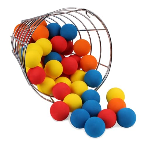 Intech 48 Multi-Color Foam Golf Balls with Metal Range Basket, Soft Limited Flight Practice Golf Balls for Backyard or Indoor Use