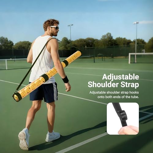 NEEWER Ball Retriever Tube Hopper for Tennis Balls & Pickleballs, Detachable Section No Bending Pickup Picker Upper Collector with Stopper & Shoulder Strap - style: TB02Z（3 section）