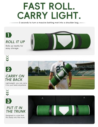 4 x 6.5 ft Baseball Hitting Mat with Home Plate, Soft-Touch Velvet Surface Softball Mat for Backyard Batting Cage, Indoor Outdoor Softball and Baseball Practice