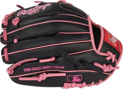 Rawlings | R9 Series Baseball Glove - color: Black / Pink | Pro I Web, size: 11.5"
