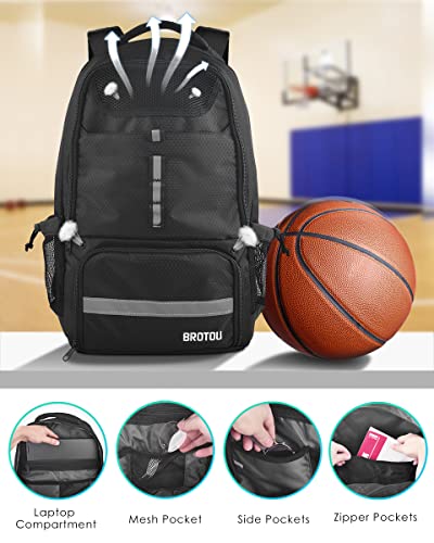 BROTOU Basketball Backpack, Large Basketball Bag with Shoes and Ball Compartment, Soccer Backpacks for Basketball/Volleyball