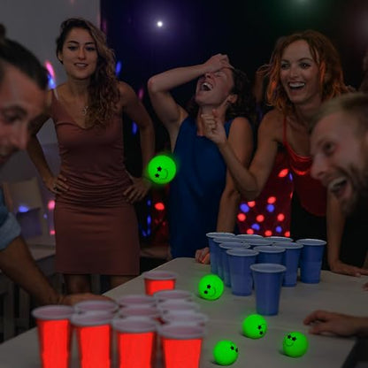 Soulchen 40mm Glow in The Dark Table Tennis Balls Bulk, Carnival Game Night, Neon Birthday Party Favors, Classroom Rewards, Goodie Bag Filler, Pet Playmate - color: Glow in the Dark Green, size: Smile Face