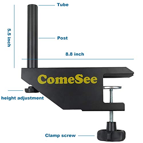 ComeSee Professional Table Tennis Ping Pong Net Post Set Strength Screw Clamp with Net Clip Insert, 1.65 Inch Width Grip Holder, Tension and Height Adjustable Easy Set Up (Black)