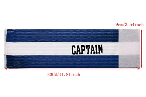 ONLYKXY Captain Armbands 9x30CM/3.54x11.81inch Adjustable Leader Armband for Soccer Basketball Volleyball School Team Competition Coach Players Wrist Arm Bands - color: Blue+White
