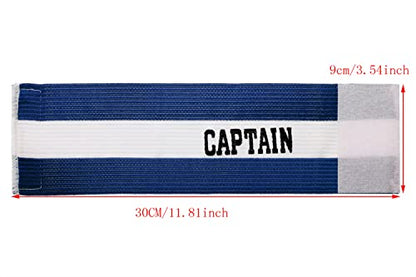 ONLYKXY Captain Armbands 9x30CM/3.54x11.81inch Adjustable Leader Armband for Soccer Basketball Volleyball School Team Competition Coach Players Wrist Arm Bands - color: Blue+White