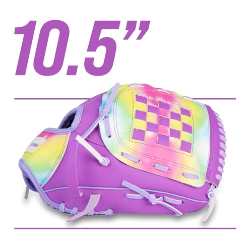 Baseball Glove 10.5'' - Colorful Girls Softball Gloves for Kids Children Youth Training Play, Left Infielder's Mitts Right Hand Throw