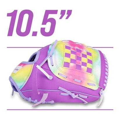 Baseball Glove 10.5'' - Colorful Girls Softball Gloves for Kids Children Youth Training Play, Left Infielder's Mitts Right Hand Throw