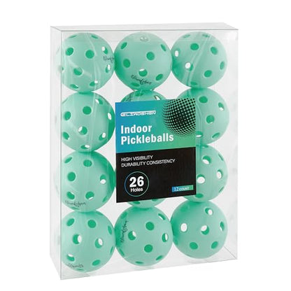 Indoor Pickleball Balls|Crack-Resistant| 26 Holes | 6Pack, 12 Pack |Made to USAPA Standards | Aerodynamics| High Bounce Durable Practice Pickle Ball for Beginner Intermediate Player - color: light blue-12 pack