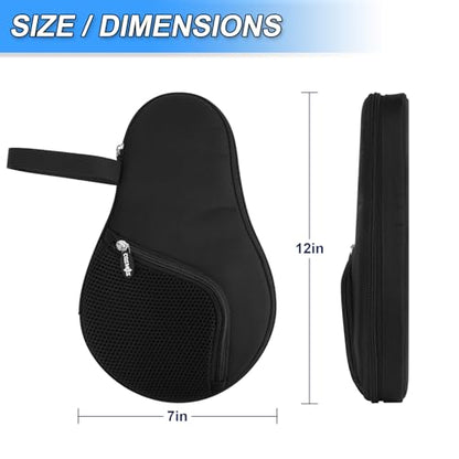 Cosmos Table Tennis Paddle Bag Paddles Case Cover Waterproof Ping Pong Racket Bat Storage Case Holder with Ping Pong Ball Mesh Storage Pocket Organizer, Fits 2 Paddles - color: Black