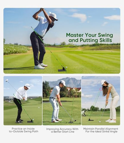 BKF Golf Alignment Sticks and Angle Holder Set with Portable Bag, Golf Swing Trainer, Golf Training Practice Teaching Aid and Equipment, Golf Accessories Gifts for Man